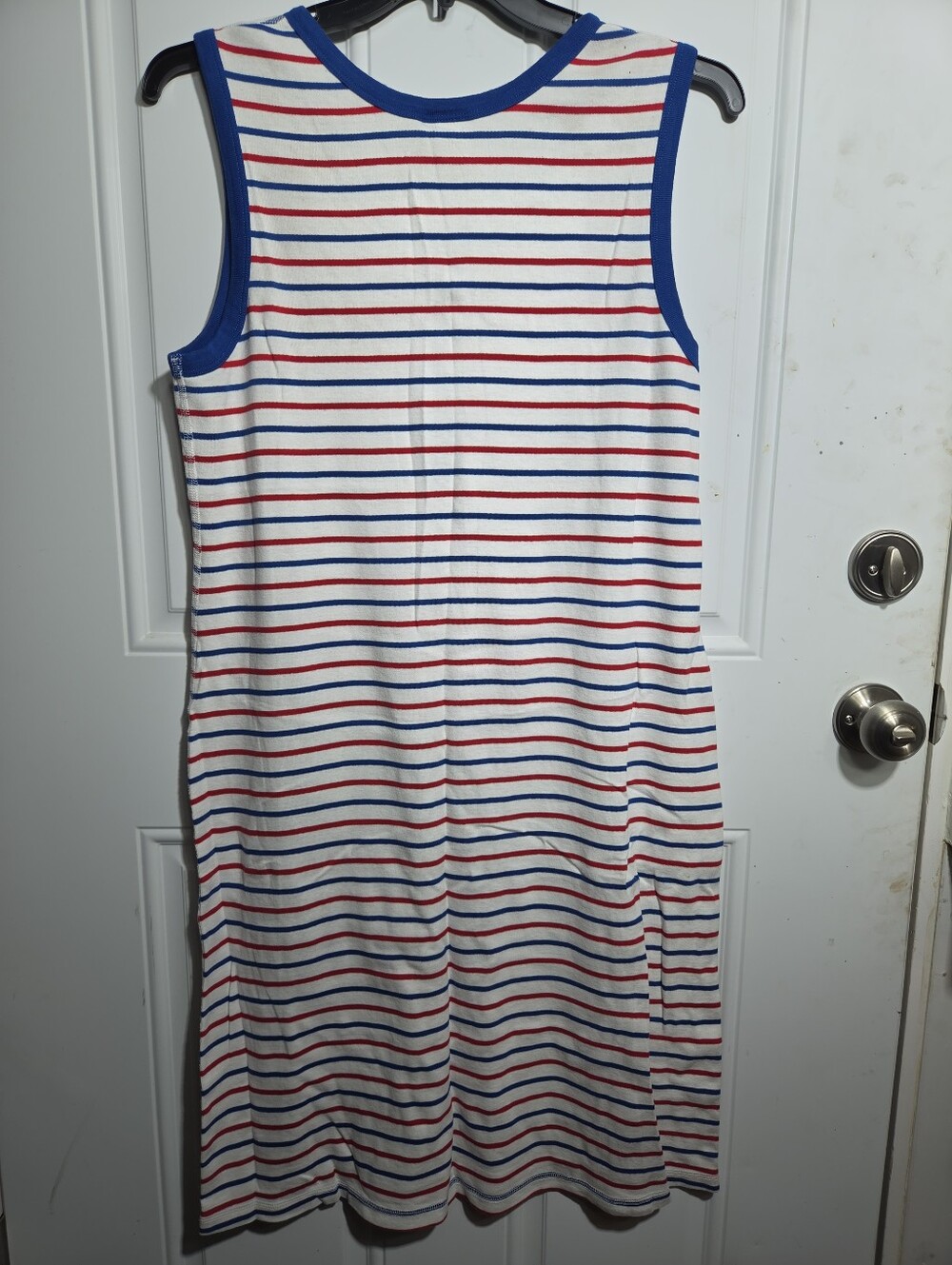 Hanna Andersson Organic Cotton Striped Henley Tank Dress Large Nautical ⛵️❤️ - Picture 7 of 11